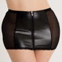Mini-jupe taille haute effet cuir noir et dentelle à zip Fierce (Medium)
