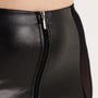 Mini-jupe taille haute effet cuir noir et dentelle à zip Fierce (Medium)