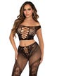 Ensemble crop top et legging résille Love Me Tonight noir