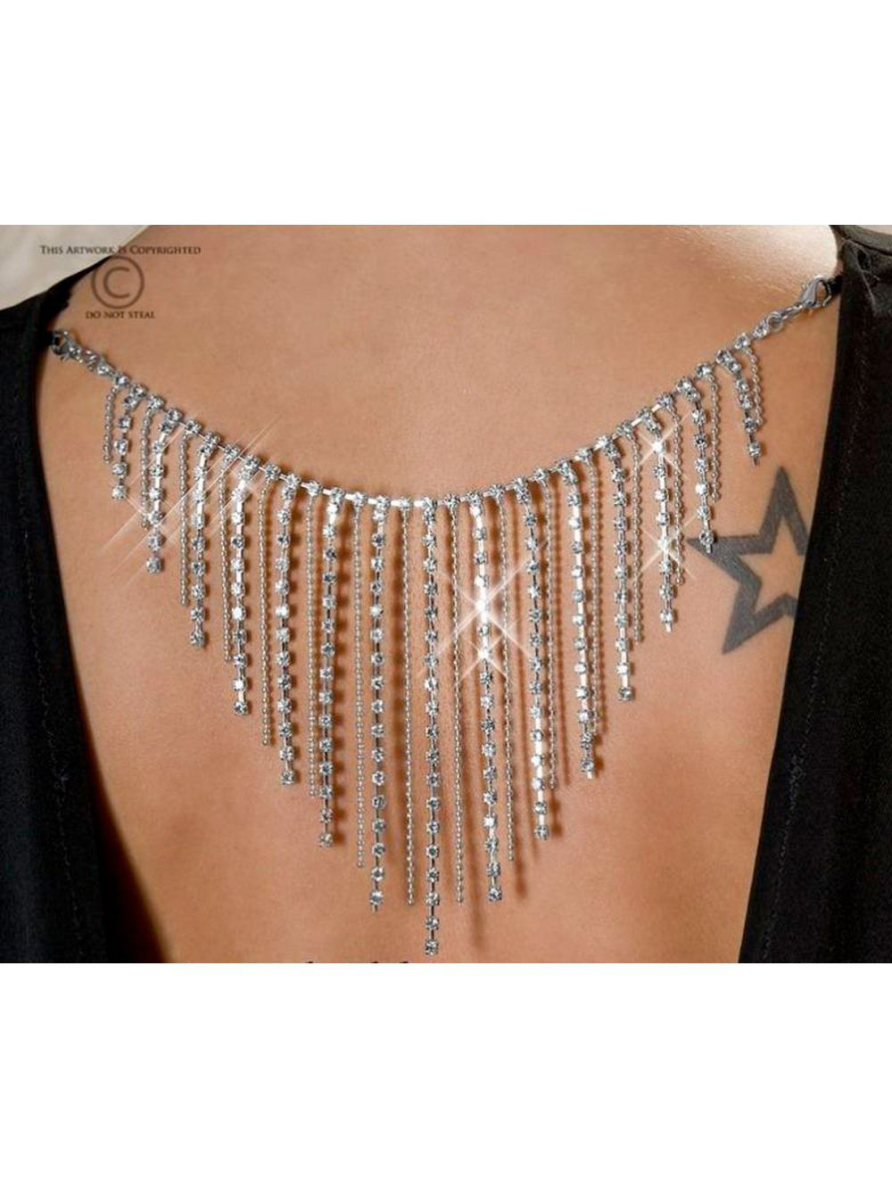 Robe Noire Dos Nu & Strass CR3216