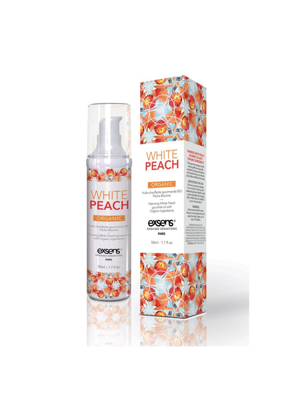 Huile de Massage Chauffante Gourmande BIO Pêche Blanche main product photo