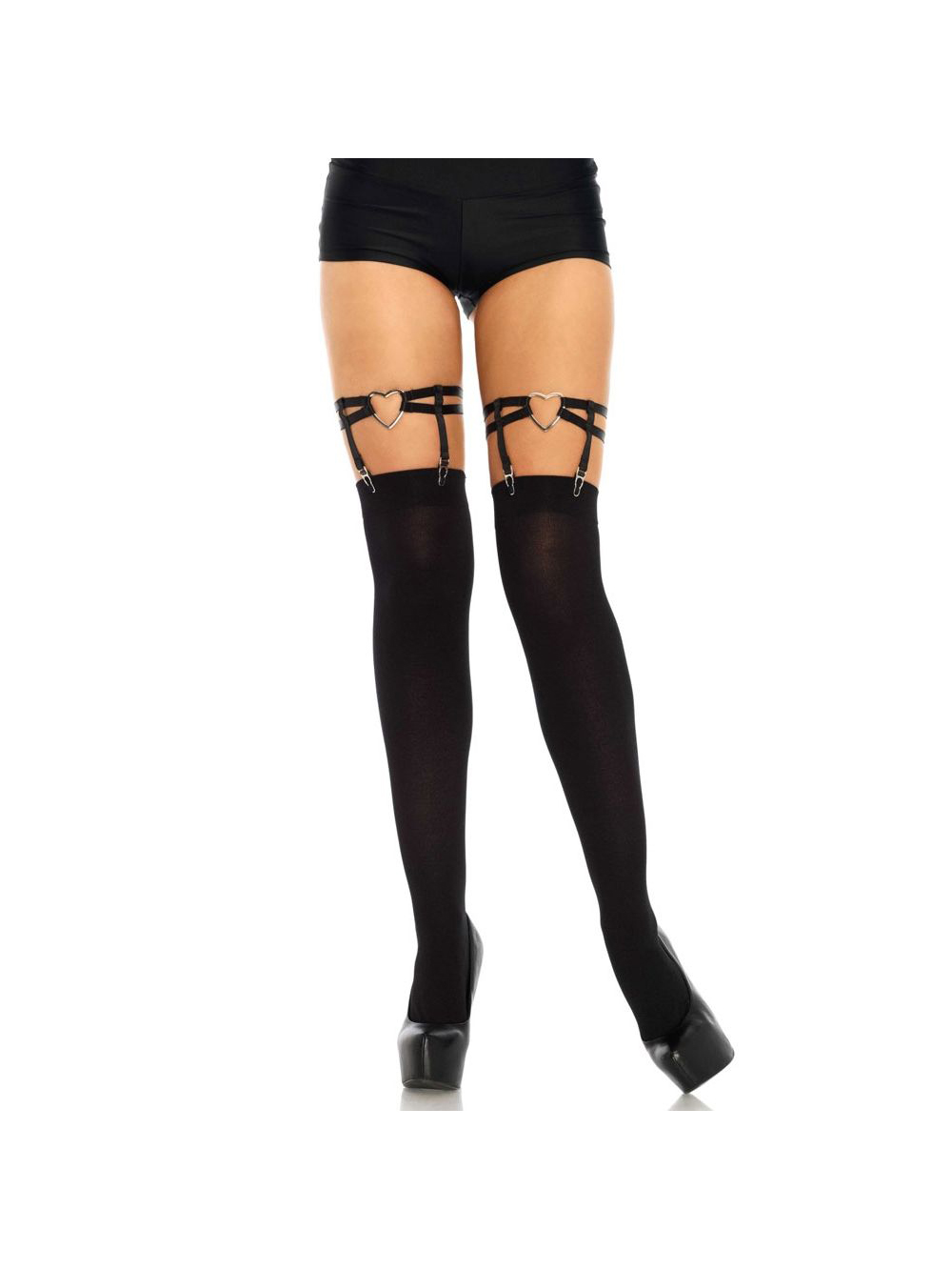 Jarretières coeur avec attaches Joni noir main product photo