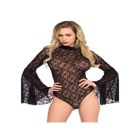 Body Dentelle à Manches Evasées Noir