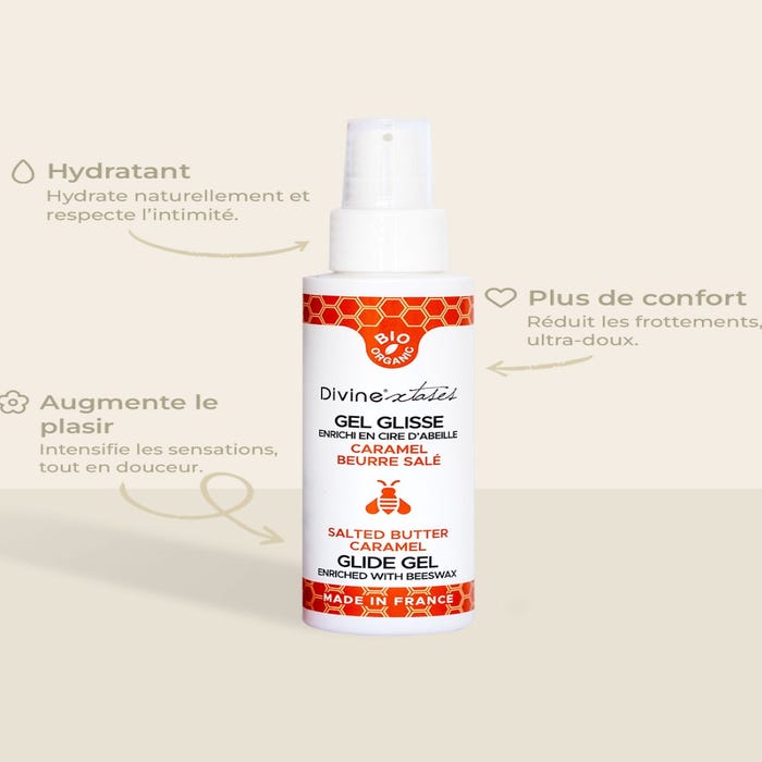Gel glisse caramel beurre salé bio 100 ml