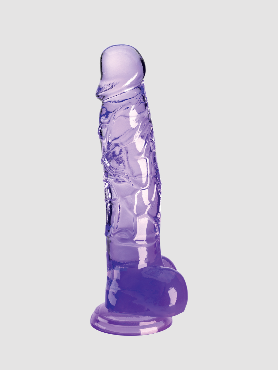 Gode réaliste transparent à ventouse avec testicules King Cock 20 cm 