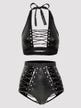 Ensemble soutien-gorge et culotte ouverte effet cuir noir Fierce GT