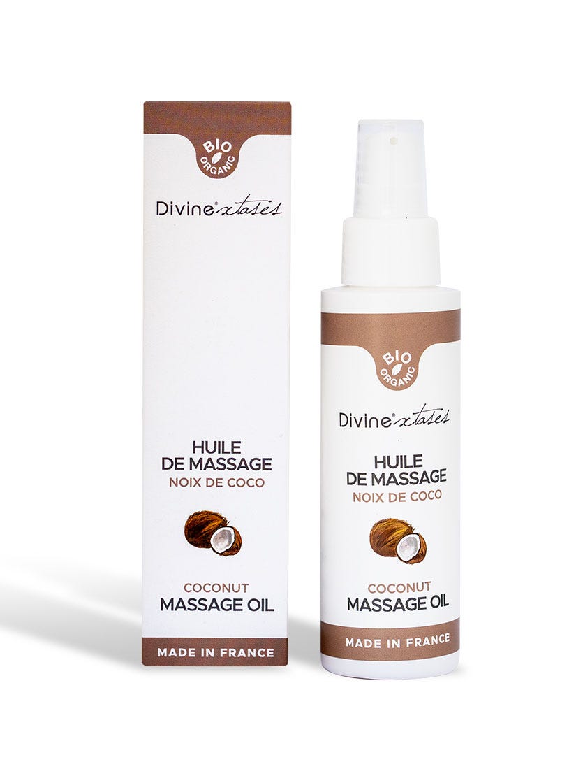 Huile de massage gourmande coco pacifique bio 100 ml main product photo