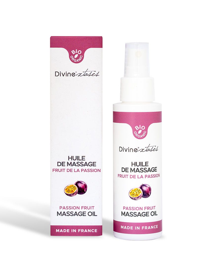 Huile de massage gourmande fruit de la passion bio 100 ml main product photo