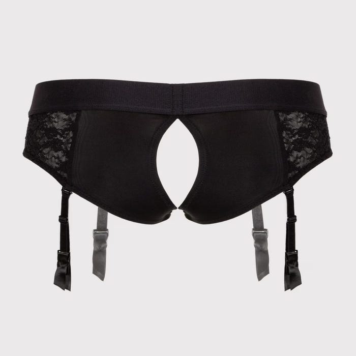 Lovehoney Culotte harnais unisexe en dentelle, ouverte à l'entrejambe 