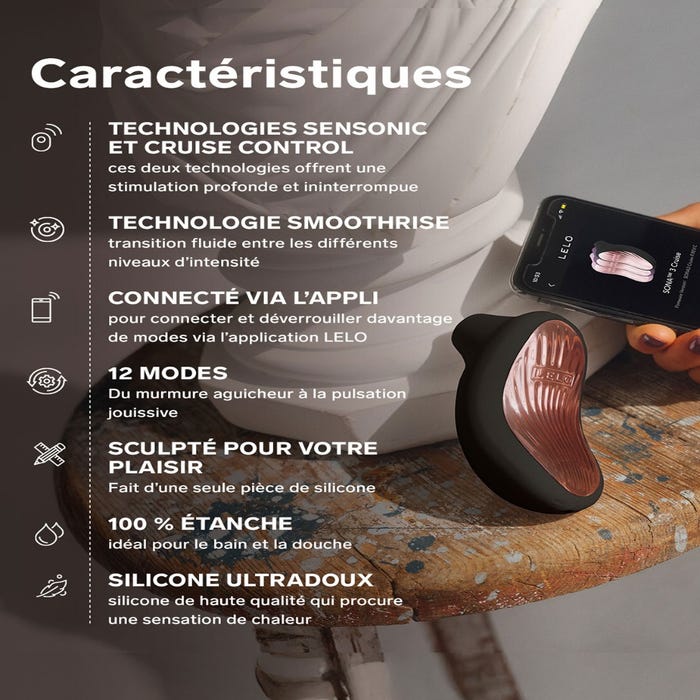 Stimulateur clitoridien connecté sonique LELO Sona 3 Cruise noir