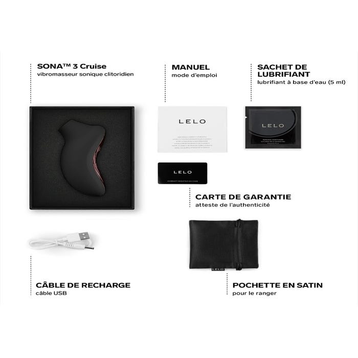 Stimulateur clitoridien connecté sonique LELO Sona 3 Cruise noir