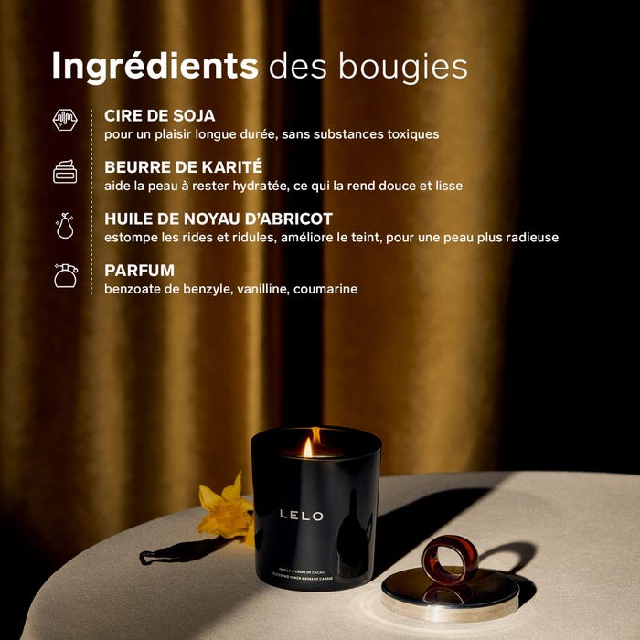 Bougie de massage vanille et crème de cacao Flickering Touch