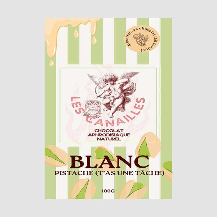 Tablette chocolat aphrodisiaque blanc pistache 100 g