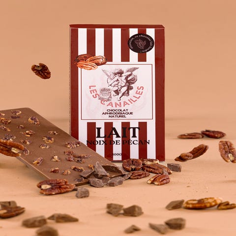 Tablette chocolat aphrodisiaque lait pécan 100 g