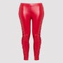 Legging grande taille rouge effet cuir à laçages Fierce 