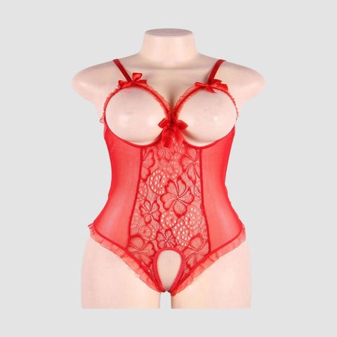 Body ouvert seins nus R80922 rouge