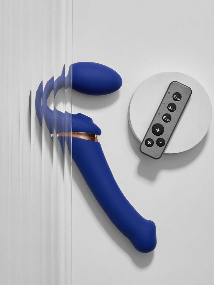 Strap-on vibrant télécommandé Multi Orgasm bleu L