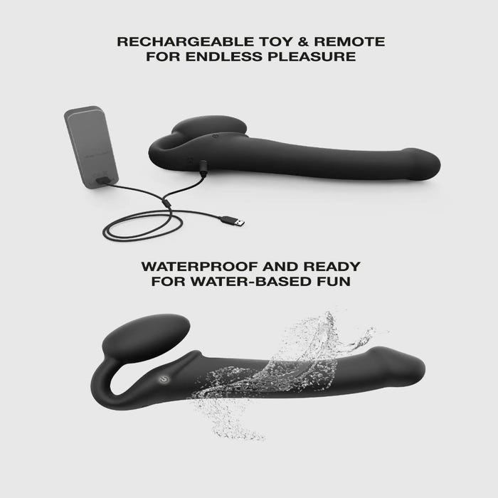 Strap-on vibrant télécommandé 3 moteurs noir XL