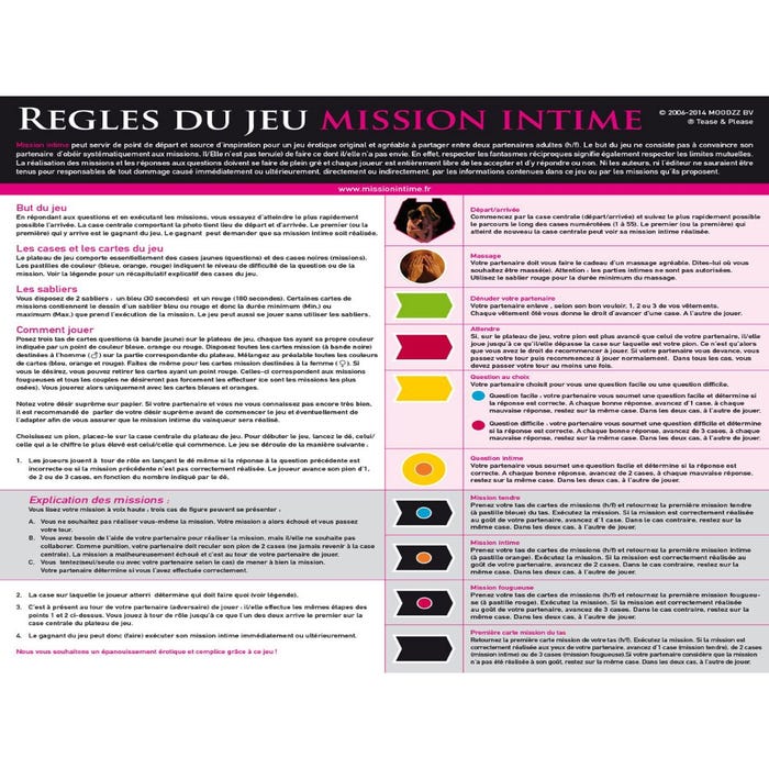 Jeu de société érotique Mission Intime