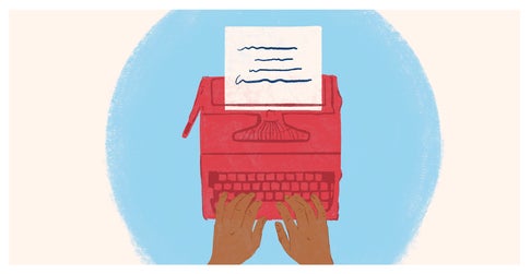 Quelqu'un qui tape &agrave; la machine &agrave; &eacute;crire pour symboliser la r&eacute;daction d'article de blog